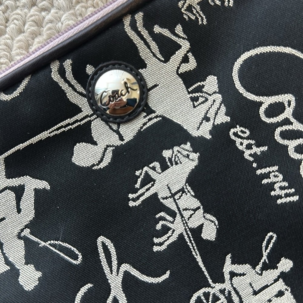 COACH Carriage Black Canvas Pouch & Gift Bag - Picture 2 of 7